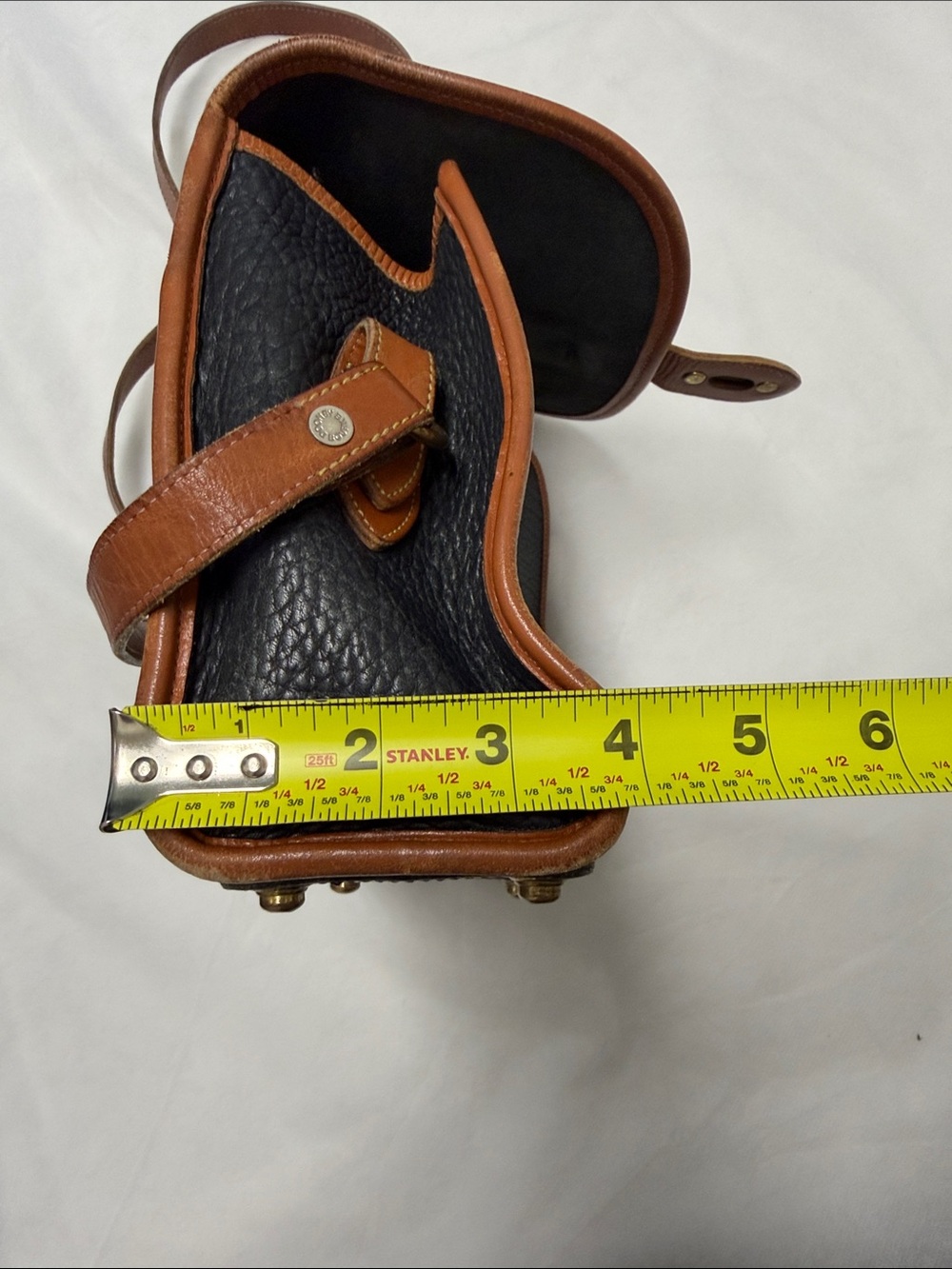 Dooney & Bourke Vintage Black Pebbled Leather Crossbody with Brown Trim - Picture 13 of 16